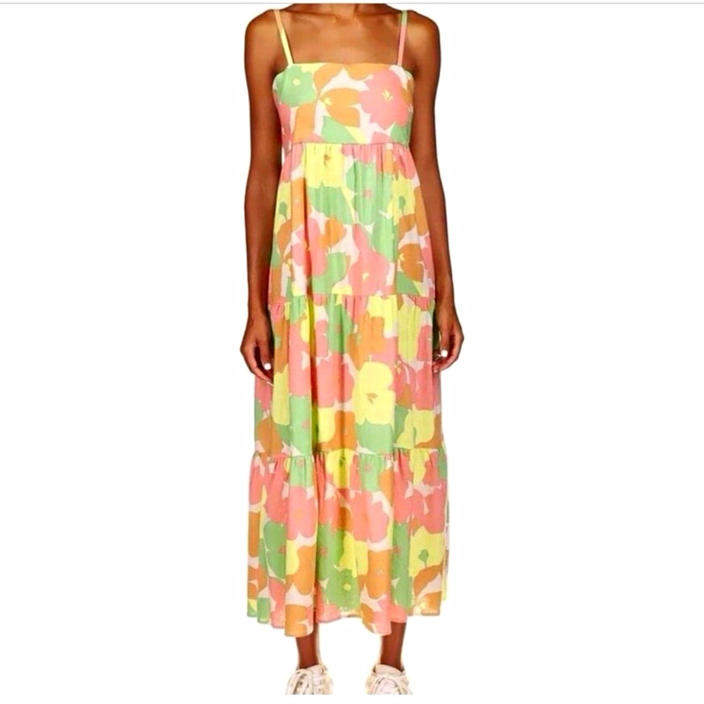 Social Standard Multicolor Camouflage Smocked Tiered Maxi Sundress, XL NWTs