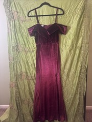 Velvet Maxi Dress Burgundy Side Slit Romantic Formal Strapless Optional Sm