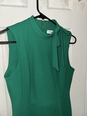 Calvin Klein Women&rsquo;s Tie-Neck Sheath Dress, emerald green sleeveless midi