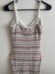 Olive + Oak Striped Knit Midi Tank Dress XS Acrylic Polyester Brown Pink