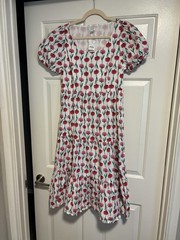 J.CREW White/Pink/Red/Green Floral Fit & Flare Midi Dress Square Neck Zip 10