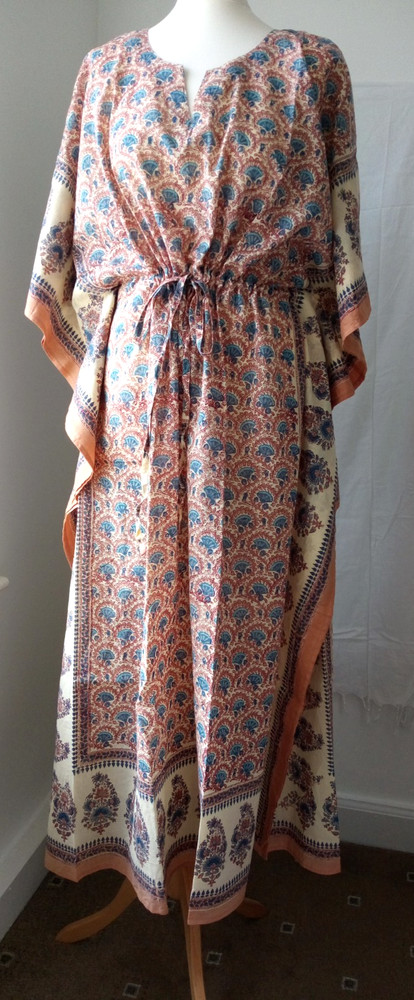 BNWT Anokhi Long Kaftan Hand Blocked Ethnic Print Beach Dress – Free Size