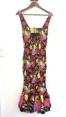 Anthropologie Pebble Smocked Dress M Midi Floral Yukiko Noritak Bodycon #190