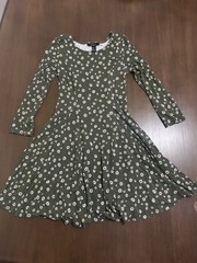 forever 21 dress size S navy green woth white and yellow daisies corset tie back