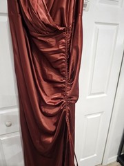DB Studio Drawstring Dress Brown Satin