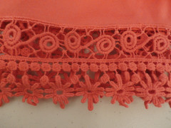 BCX Orange Sleeveless Knee Length Dress Sheer/Lined Crochet Large