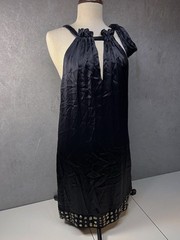 Hale Bob Silk Mini Dress Size M Black Beaded Fairy Coquette Glam