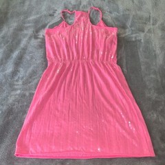 Size Medium Aeropostale Solid Pink Fully Sequined Mini Tank Dress Racerback GUC