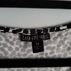 Lafayette 148 New York Flowy Faux Wrap Black White Print Dress Career Evening