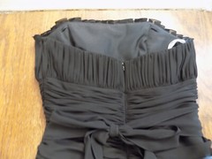 B2 Black STRAPLESS Gown Gathered Drape Waist Pleated Corset Top GALA Dress sz 8