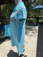 Double D Ranch Western Embroidered, Beaded, Studded, Turquoise Blue Polo Dress S