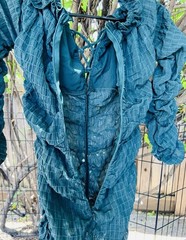 SHEIN Green Off Shoulder Long Sleeve Ruched Ruffle Lace-Up Mini Dress xs