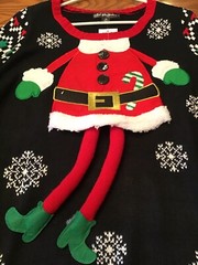 United States Sweaters Santa Sweater Dress Tunic Black Red Multi Sz Med NWT