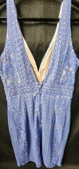 NWOT Selfie Leslie 3D Lace Dress Blue Lavender V Neck Cut Out Lined Sz Medium