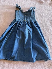 MADISON GREY chambray Denim Smocked Mini Dress M💙