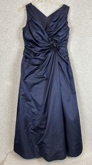 Catherine Regehr Gown Size XXL Navy Blue Taffeta Iridescent Surplice Wrap
