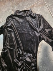 Black Velvet Rouched Longsleeve Mini Dress Size Medium