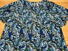 TACERA Dress Womens 2X Blue Zebra Print Shift Sheer Tunic Plus Size w/Necklace