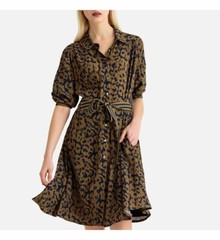 La Redoute Leopard Buttoned Down Shirt Dress Size 10 Belted Fitted RRP £65