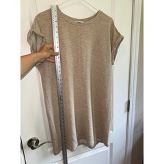 Calvin Klein Womens Tan Heathered Rolled Sleeve T-Shirt Shift Dress Medium