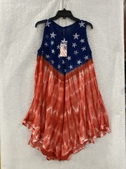 TRUE ROCK American Flag Dress Patriotic Stars & Stripes Tie Dye Sleeveless OS