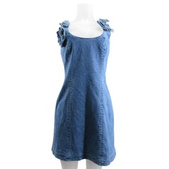 Avec Les Filles Denim Dress Womens 10 Blue Monarch Wash Floral Strap A-Line Mini
