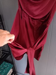 Blue Blush Sleeveless Dress Burgundy Medium Tie Front Off Shoulder (Na)