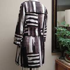 Vintage Per Se Abstract Printed Silk & Linen Snap Down Dress 10