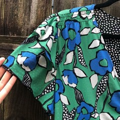 Cabi Reversible Celebration Dress Green Floral Black Polka Dot Size L Mesh