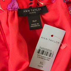 Ann Taylor Petite Red Floral Halter Midi Dress XLP Maximalist Feminine Wedding