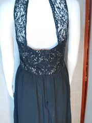 Mujer Moderna Size Medium Black Evening Dress Sequin Beaded Waist Sparkled Top