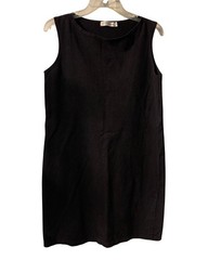Cut Loose Womens Minimalist Cotton Shift Dress Size M Black Summer Mini Beach