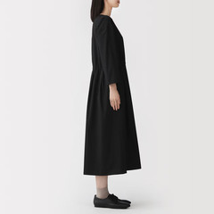 MUJI Womens Light Broadcloth Pullover Dress Black FedEx