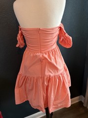 Staud Elio Orange Grapefruit Mini Dress Sz 6 Tiered Cotton