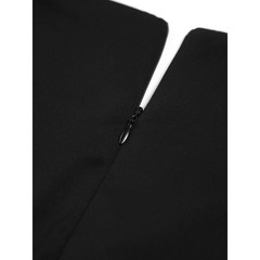 COMMENSE Chiffon Low Cut V-neck Pleated Zip Mini DressBlack size XL