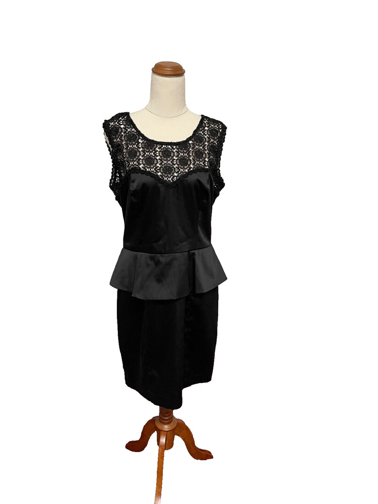 Review Sleeveless Dress Satin & Lace Peplam Waist Frill & Lace Bodice (D135)