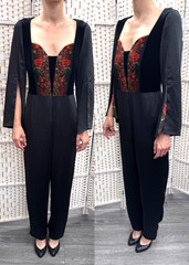 Michal Negrin Full Length Black Elegant Overalls Size -38 – Beautiful.