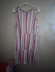 GAP Women&rsquo;s XL Striped Shift Dress Sleeveless Tiered Short Round Neck
