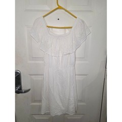 Lucky Brand White Eyelet Off -Shoulder Summer Dress Size Medium