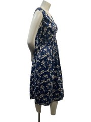 A.N.A Dress Womens Plus Size 1X Blue Floral Sleeveless Vneck Pockets