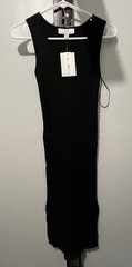 Magaschoni Solid Black Long Bodycon Dress XS Ribbed Knit Stretch Sleeveless