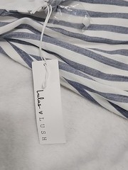 Lulus Lush Light Blue White Stripe Sleeveless Dress Sundress Size M