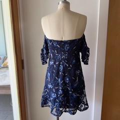 BARDOT Sapphire Lace Off the Shoulder Blue Dress-Sweetheart Mini-Sz 6-RRP $119
