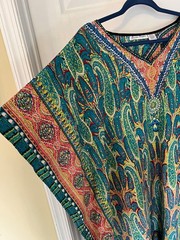 Jessica Taylor Boho Kaftan Dress Paisley VNeck Short Sleeves One Size