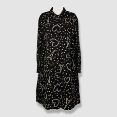 Karl Lagerfeld Paris Women&rsquo;s Black Logo Collared Button-Up Shirt Dress Size 10