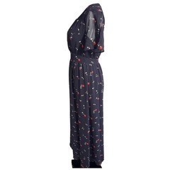 Madewell Navy Blue Floral V-Neck Maxi Dress Short Flutter Sleeve Size 00