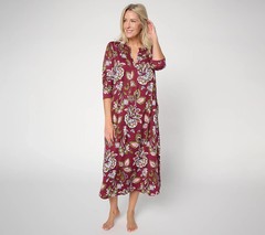 Carole Hochman Women&rsquo;s Feather Soft Long Gown Burgundy Size 3XL