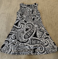 AB Studio Women&rsquo;s Large Black White Casual Dress Sleeveless Knee Length