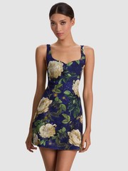 ALICE & OLIVIA (6) EVE FLORAL TWILIGHT EDEN SWEETHEART MINI DRESS NWT MSRP$595