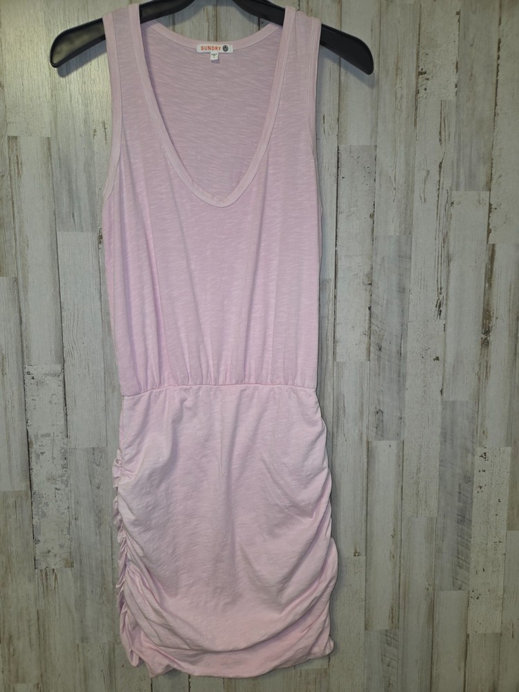 SUNDRY size 1 / S Cotton blend Ruched Tank Dress Sleeveless Ruched Bodycon Short